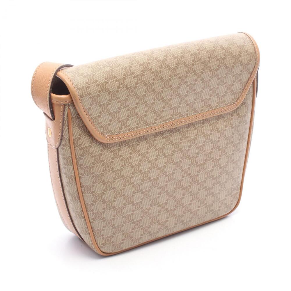 Celine Cream Beige Macadam Leather Bag Canvas Brown Shoulder Tan Brown